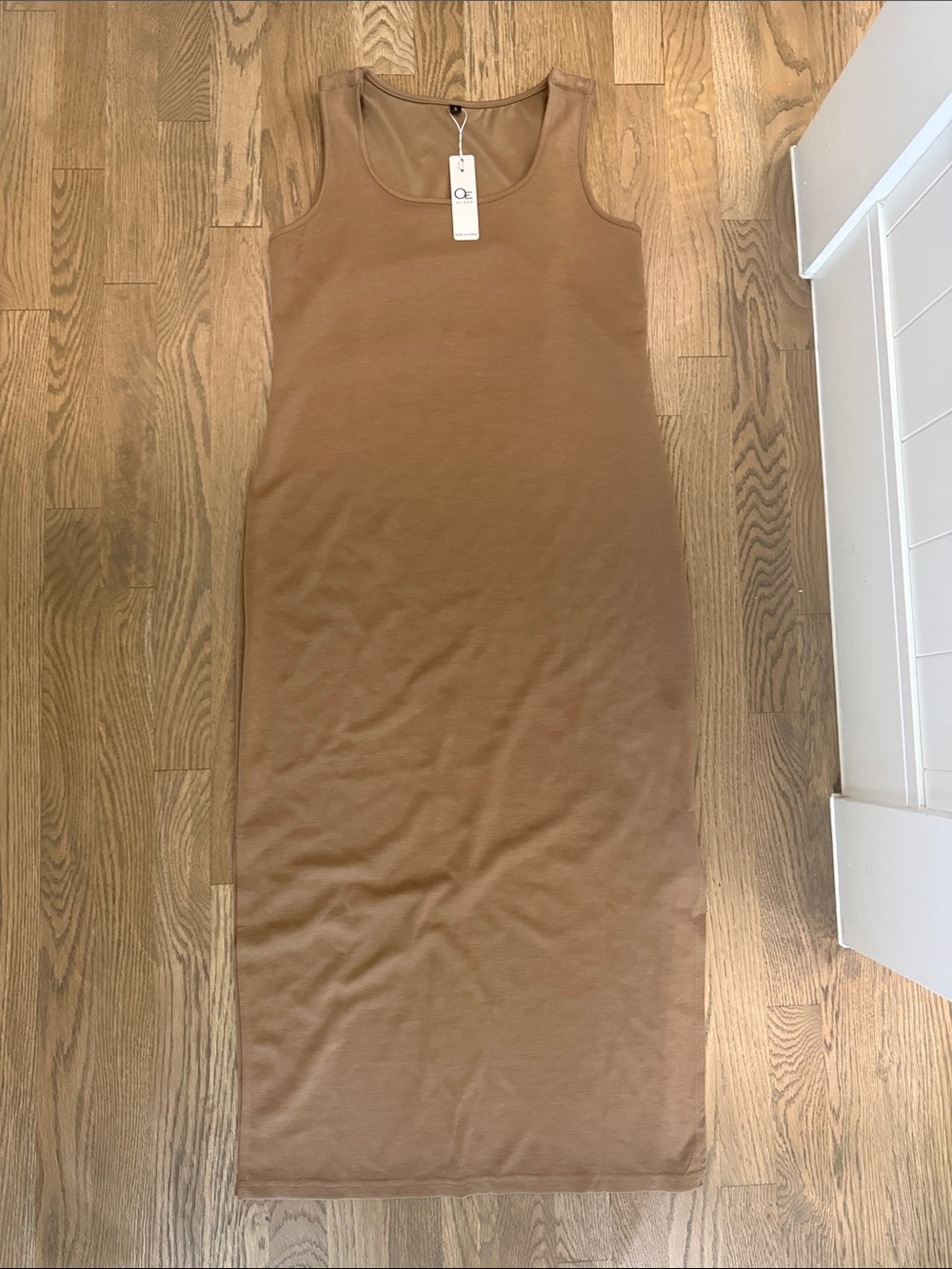 Sleeveless Ribbed Nursing Midi Dress in Tan